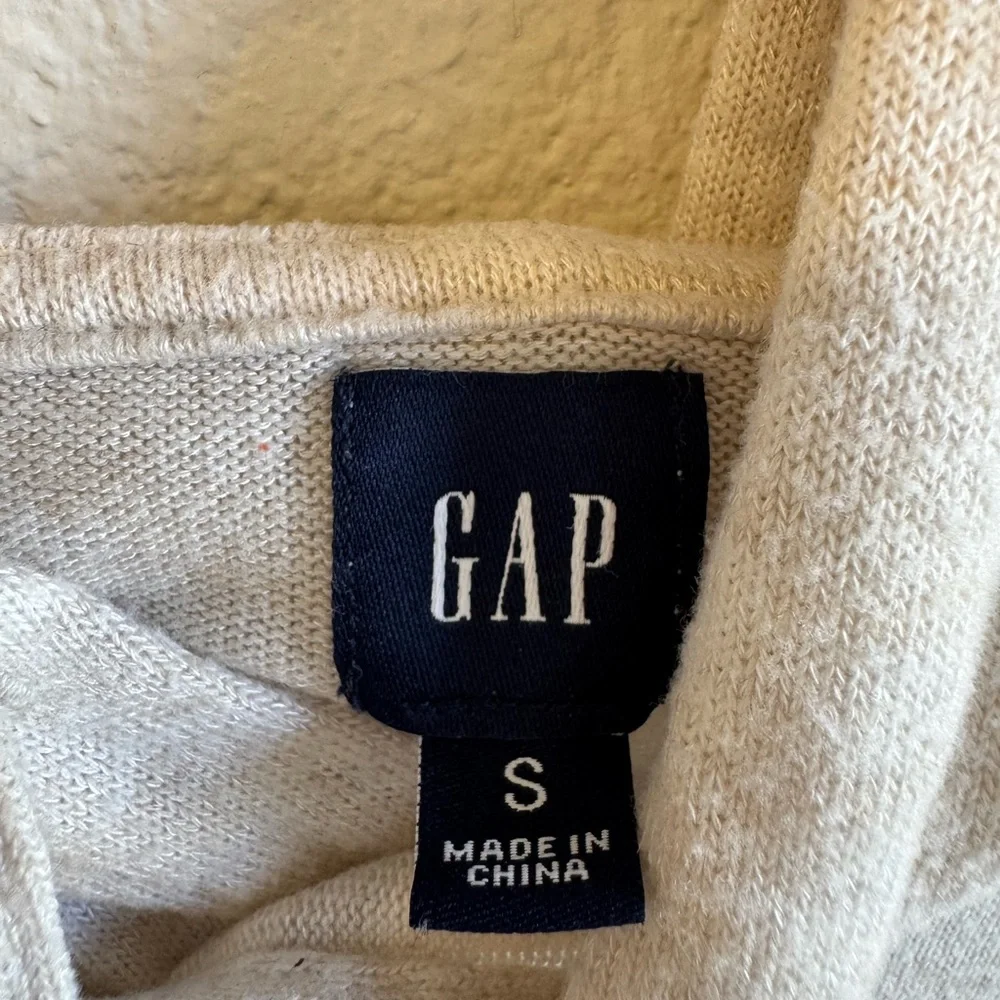 GAP Soft Oatmeal Lightweight Hoodie Size Small Neutral Minimal - Picture 3 of 7